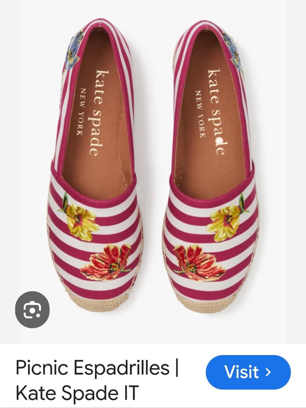 💰kate spade Striped Pink & White Floral Espadrilles